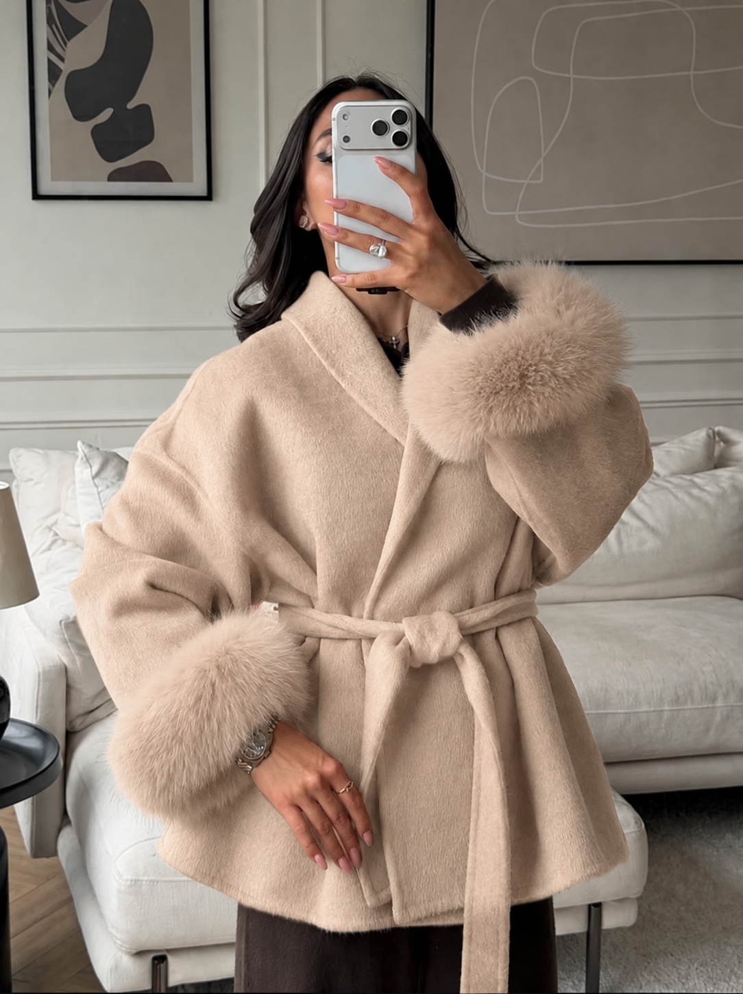 Manteau en laine fourré