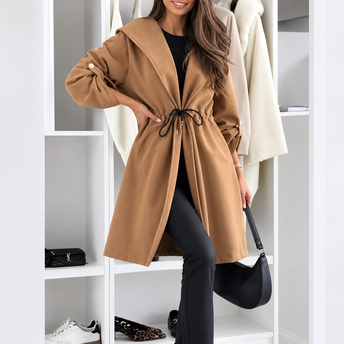 Manteau décontracté à manches longues pour femme