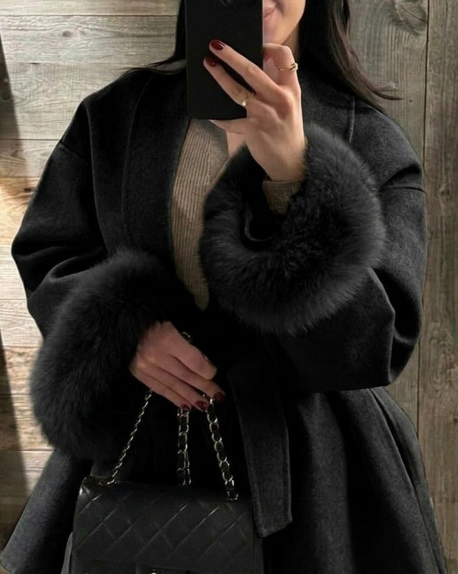 Manteau en laine fourré