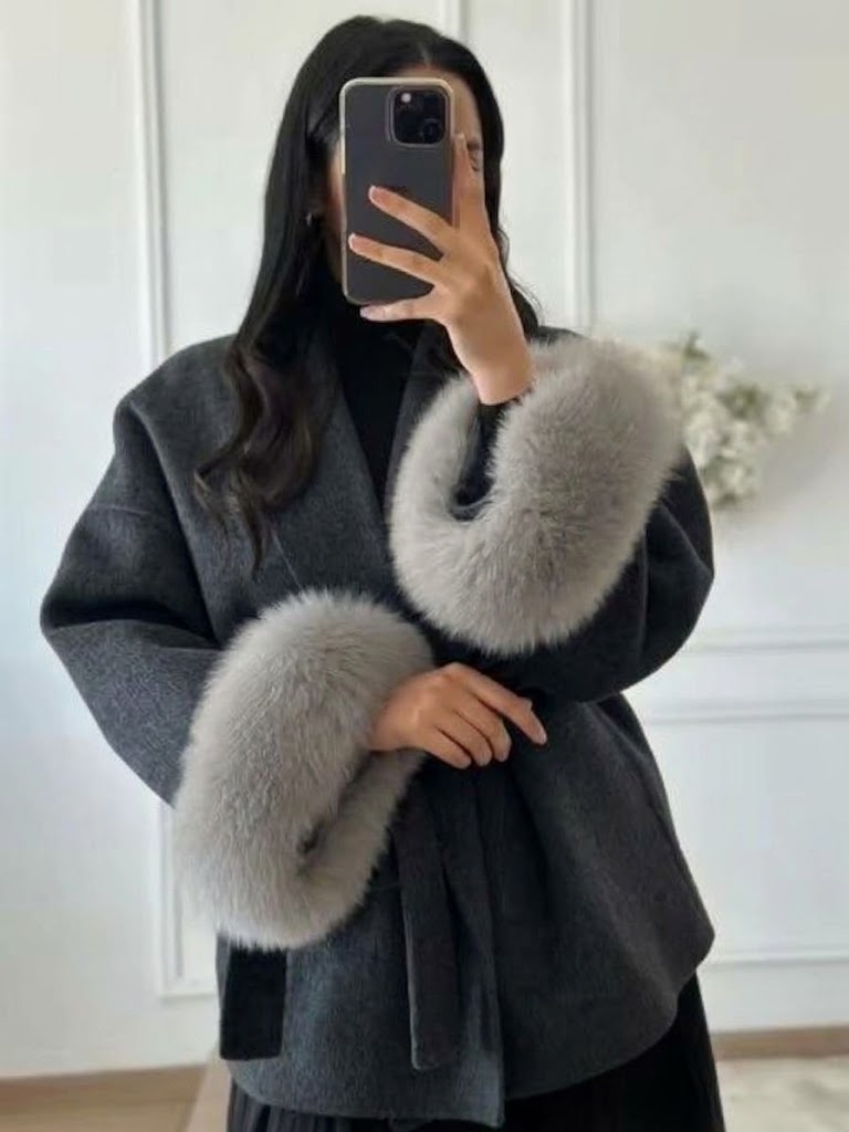 Manteau en laine fourré