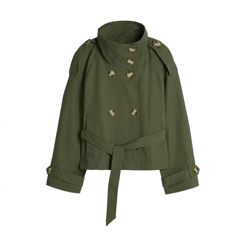 Trench-coat à lacets et boutons