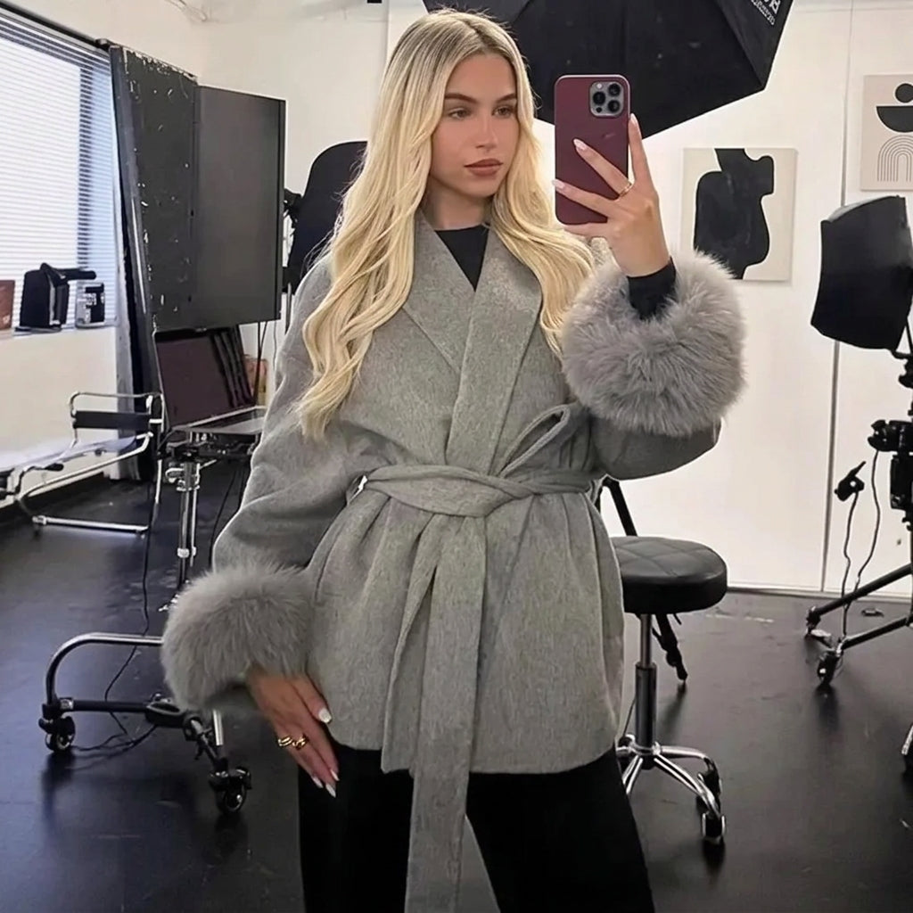 Manteau en laine fourré