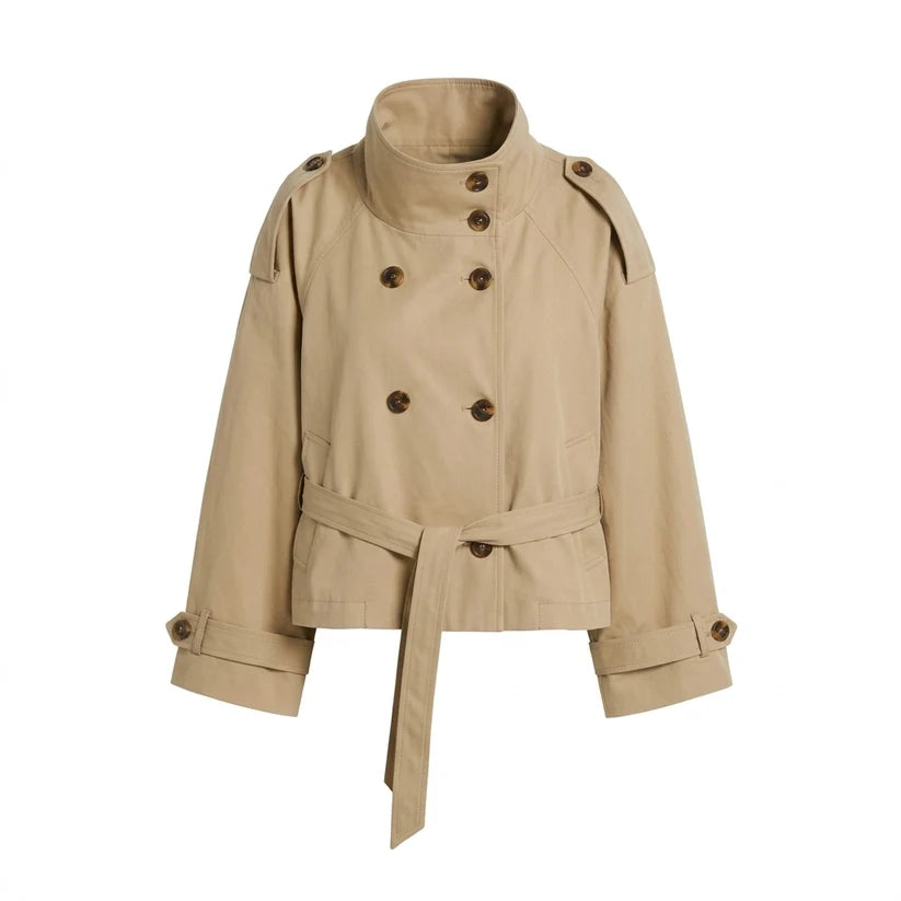 Trench-coat à lacets et boutons